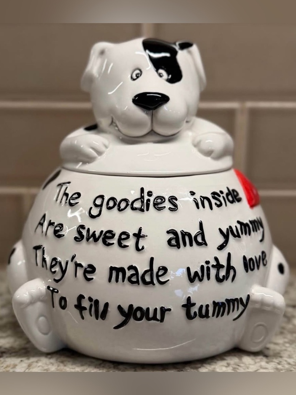 GANZ Dalmatian Puppy Cookie Jar Ceramic Dog Kitchen Decor Canister Treat Cottage